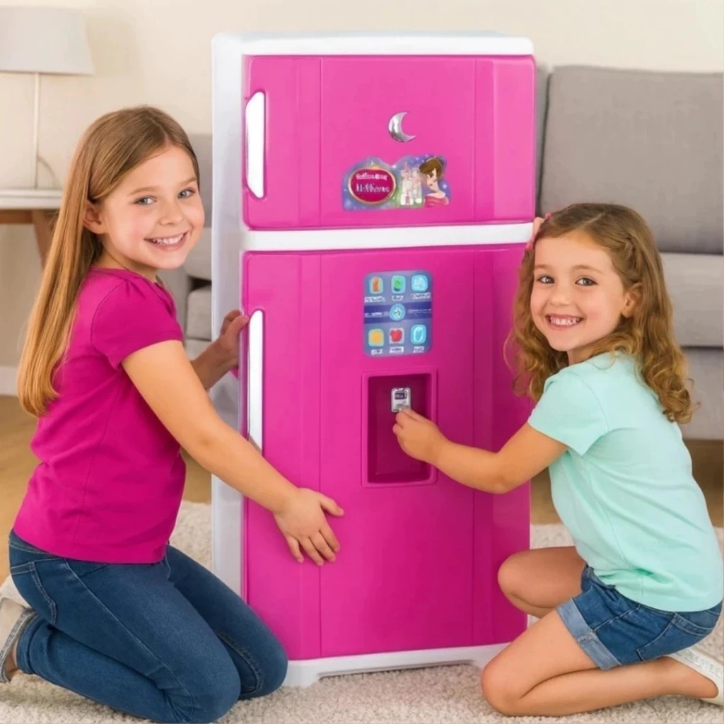Geladeira Infantil Duplex Rosa Brinquedo Interativo Acessórios Cozinha Simulação Educativo Criança