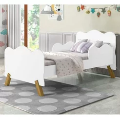 Mini Cama Infantil com Proteção Lateral Branco Branco