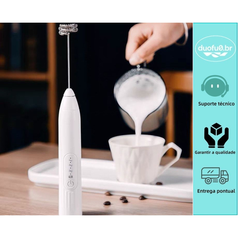 Liquidificador/espremedor elétrico 2 cabeças de liquidificador destacáveis para café ovo leite branco carregamento usb 7
