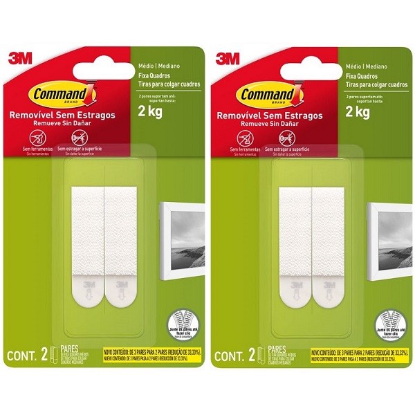 Kit com 4 Fixa Quadros Adesivo Command Medio ATE 2KG 3M