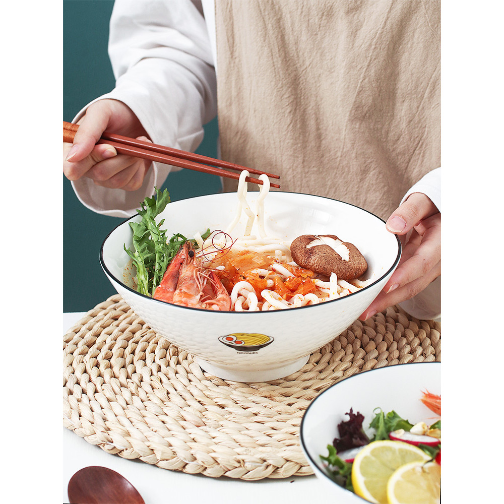 Simples estilo japonês tigela de pé alto chapéu tigela de sopa doméstica tigela de macarrão salada sobremesa lanche tige