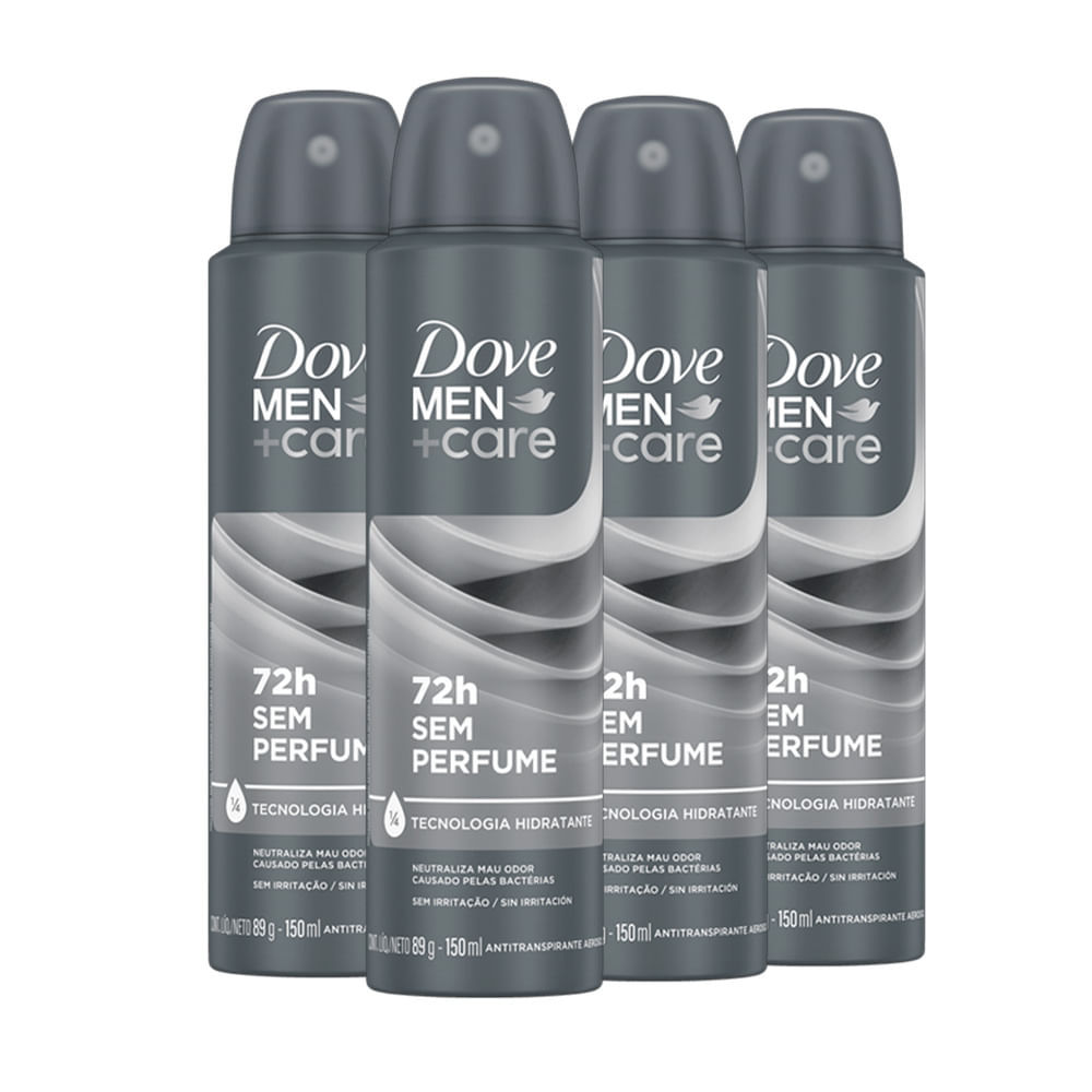 Kit Desodorante Aerosol Dove Men Sem Perfume 150ml - 4 unidades