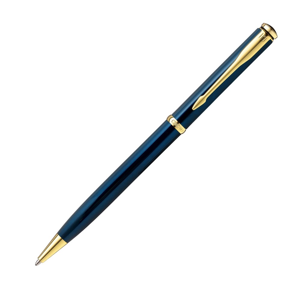 Caneta Esferográfica Crown Sigma Azul Esmeralda Com Estojo