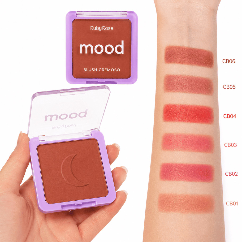 Blush Cremoso Ruby Rose Mood Efeito Natural Alta Fixação