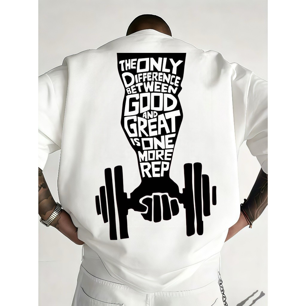 Camiseta Masculina 100% Algodão Academia Treino Fitness Motivação Masculina Estampa Haltere