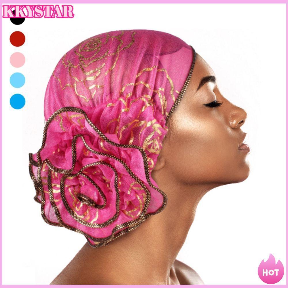Bonés De Turbante , Chapéu Feminino Respirável Com Flor Bronzeada , Gorros De Cabelo Casuais Leves