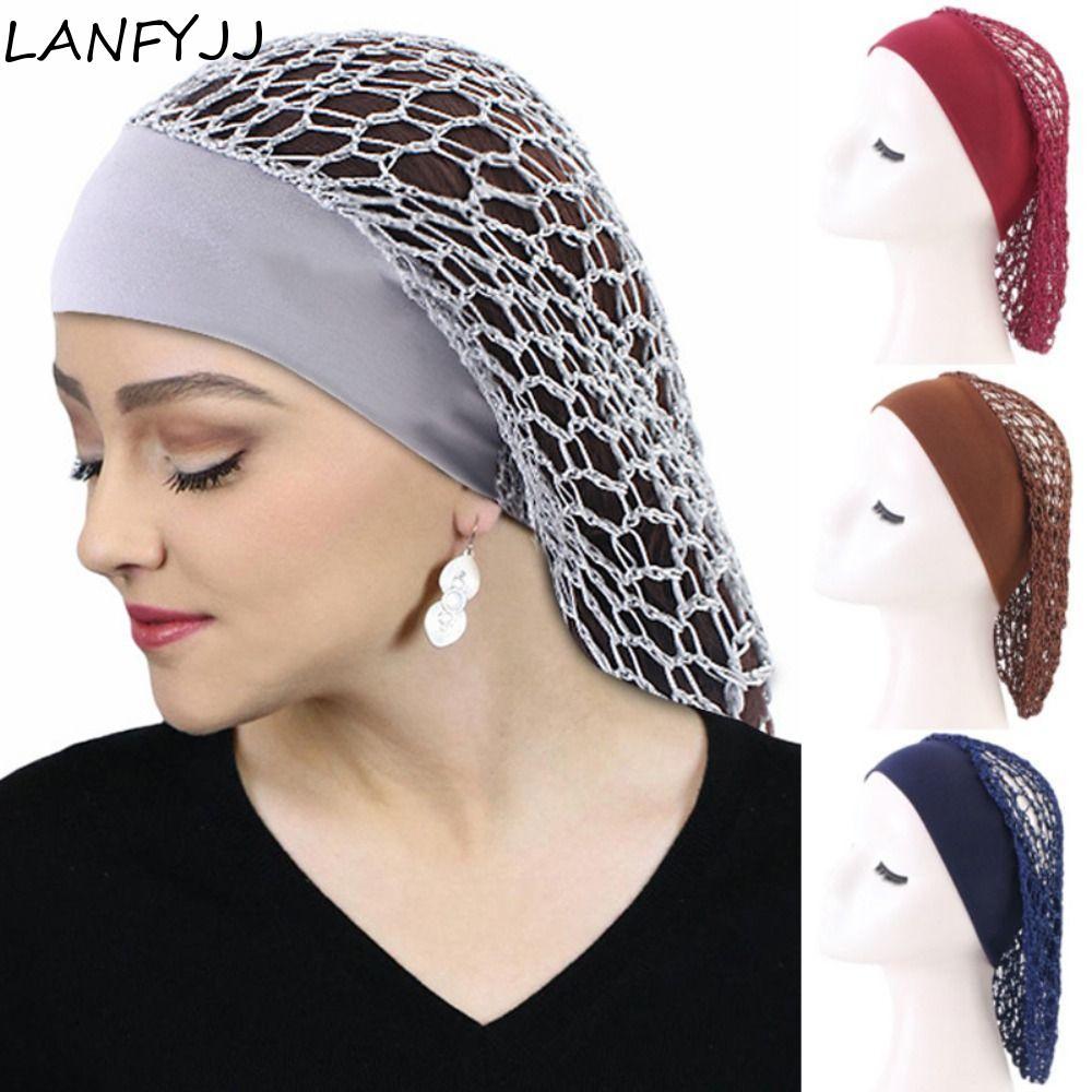 LANFYJJ Crochê Cabelo Snood , Faixa Larga Noite Boné Malha Rede De , Capa Macia De Cabeça Turbantes Cuidados Com O Chapé