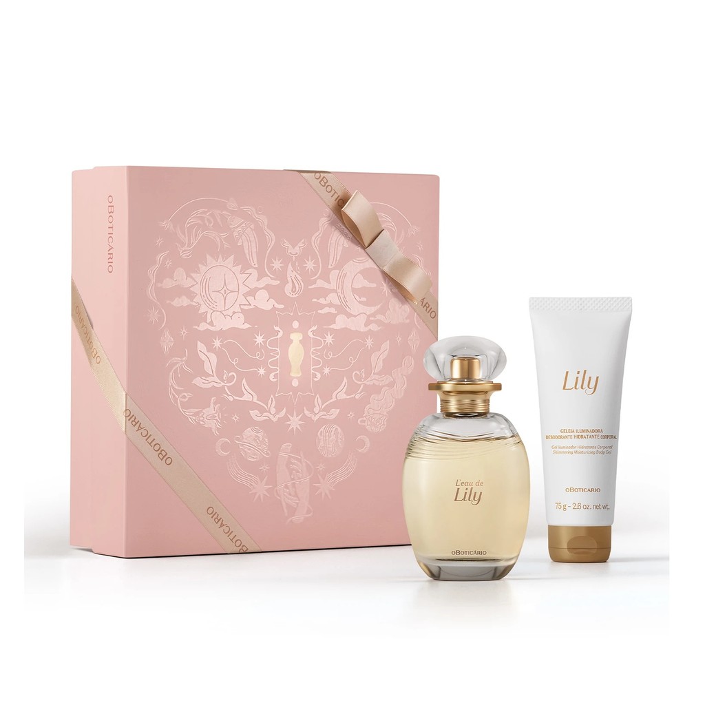 KIT PRESENTE L`EAU DE LILY AMOR 2026 (1 L'eau de Lily Desodorante Colônia 75ml +1 Geléia Iluminadora Hidratante Lily)