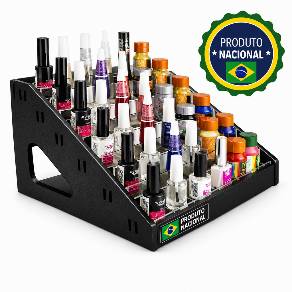 Suporte Expositor para Esmaltes em MDF Preto Ideal para Esmalteria e Pedicure
