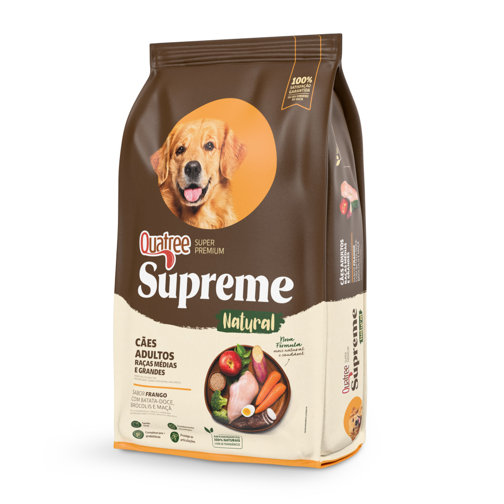 Ração Quatree Supreme Cães Adultos Raças Médias e Grandes Frango e Batata Doce - 15kg