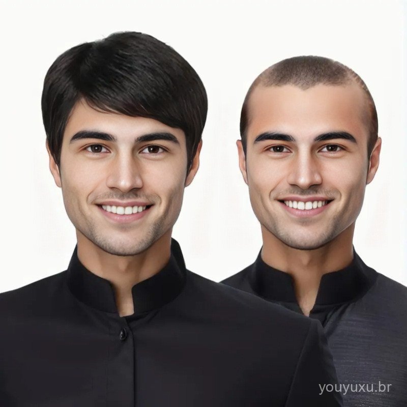 Fornecedor de perucas para e-commerce: Peruca masculina curta e reta com franja lateral, peruca de cabeça inteira, em es
