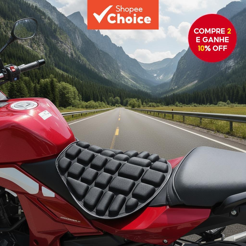  Almofada de assento EVA espessa para motocicleta, impermeável, proteção solar.