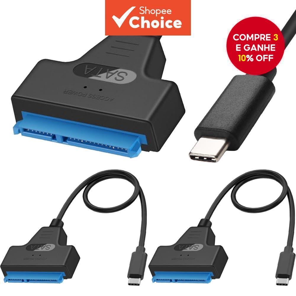 Conversor Sata para Usb 3.0 com Velocidade de 6 Gbps para Hds e Ssds Externos de 2,5 Polegadas, Cabo de 22 pinos