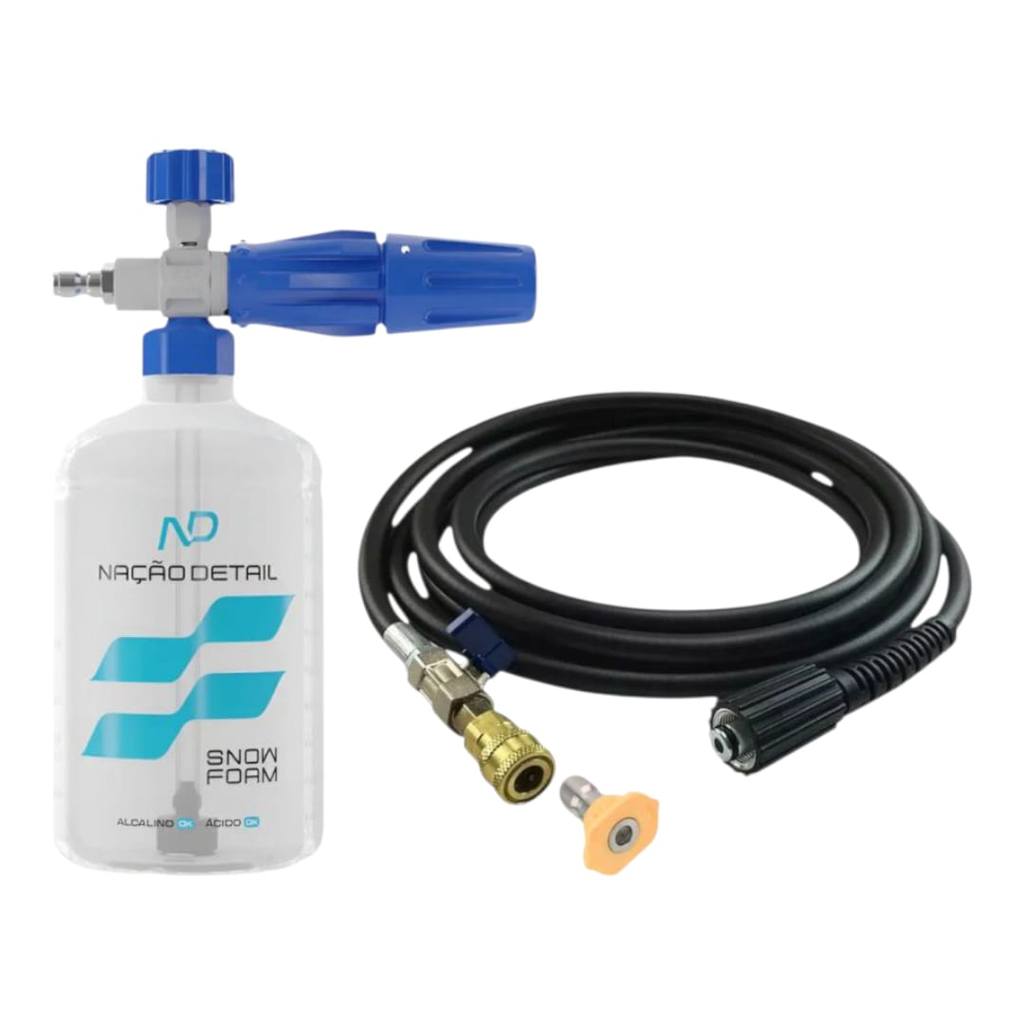 Kit 10m Mangueira M22 Completa + Snow Foam Hobby 1l Preto
