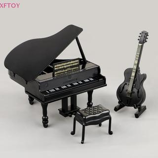 XFTOY 3 Pçs Instrumento Musical Adereços Em Miniatura Casa De Bonecas Grand Piano Móveis Guitarra Violoncelo Modelo Bone
