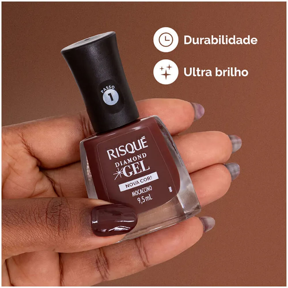 Detalhes do Esmalte Risqué Diamond Gel Mocaccino 9,5ml