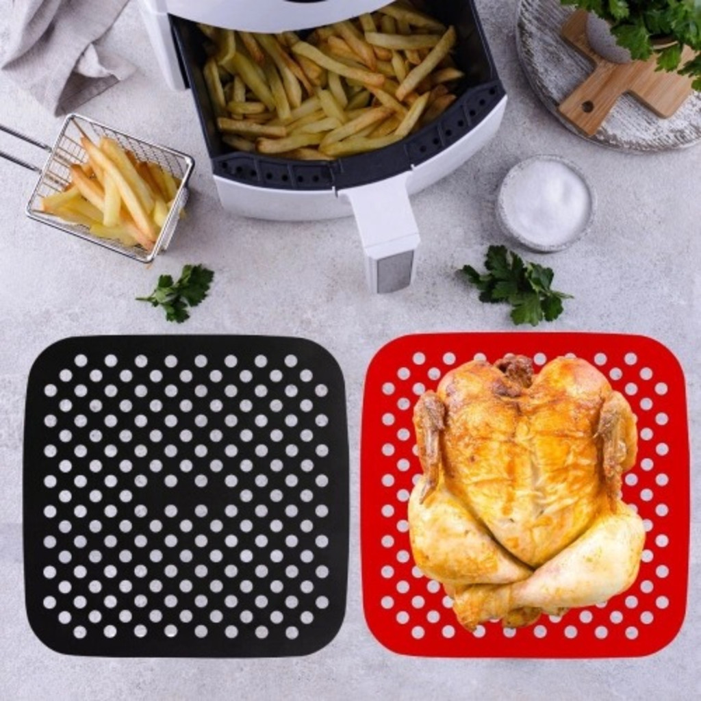 Tapete Protetor Silicone Para Air Fryer Fritadeira Elétrica Multiuso Universal Não Gruda Quadrado