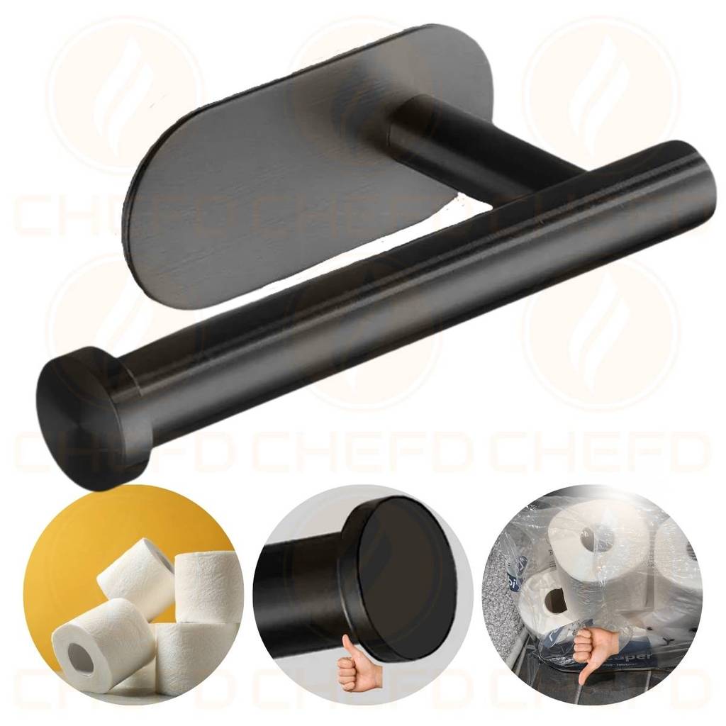 Suporte de Papel Higiênico Aço Inox Fosco Adesivo Forte Fixação Sem Furo Banheiro