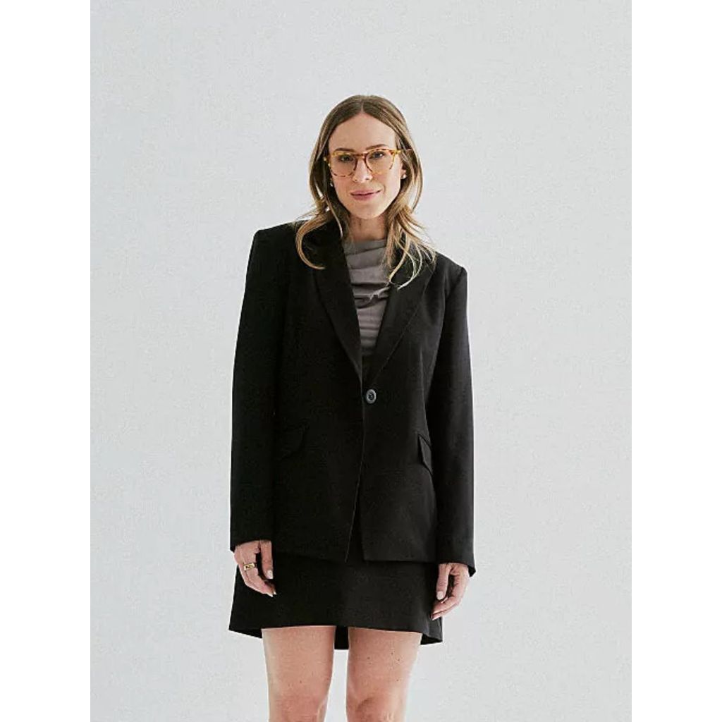 Blazer Via Lessa Marselha Alfaiataria Alongado Preto