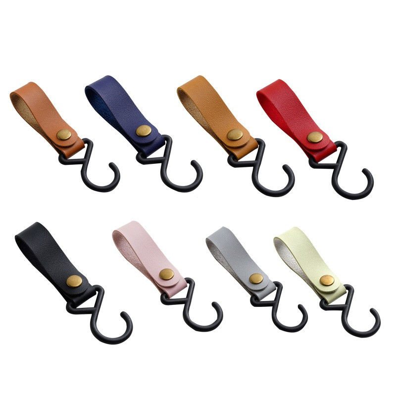 hi Multifuncional S Gancho PU Strap Carrinho Organizador Pram Rack Mosquetões De Plástico