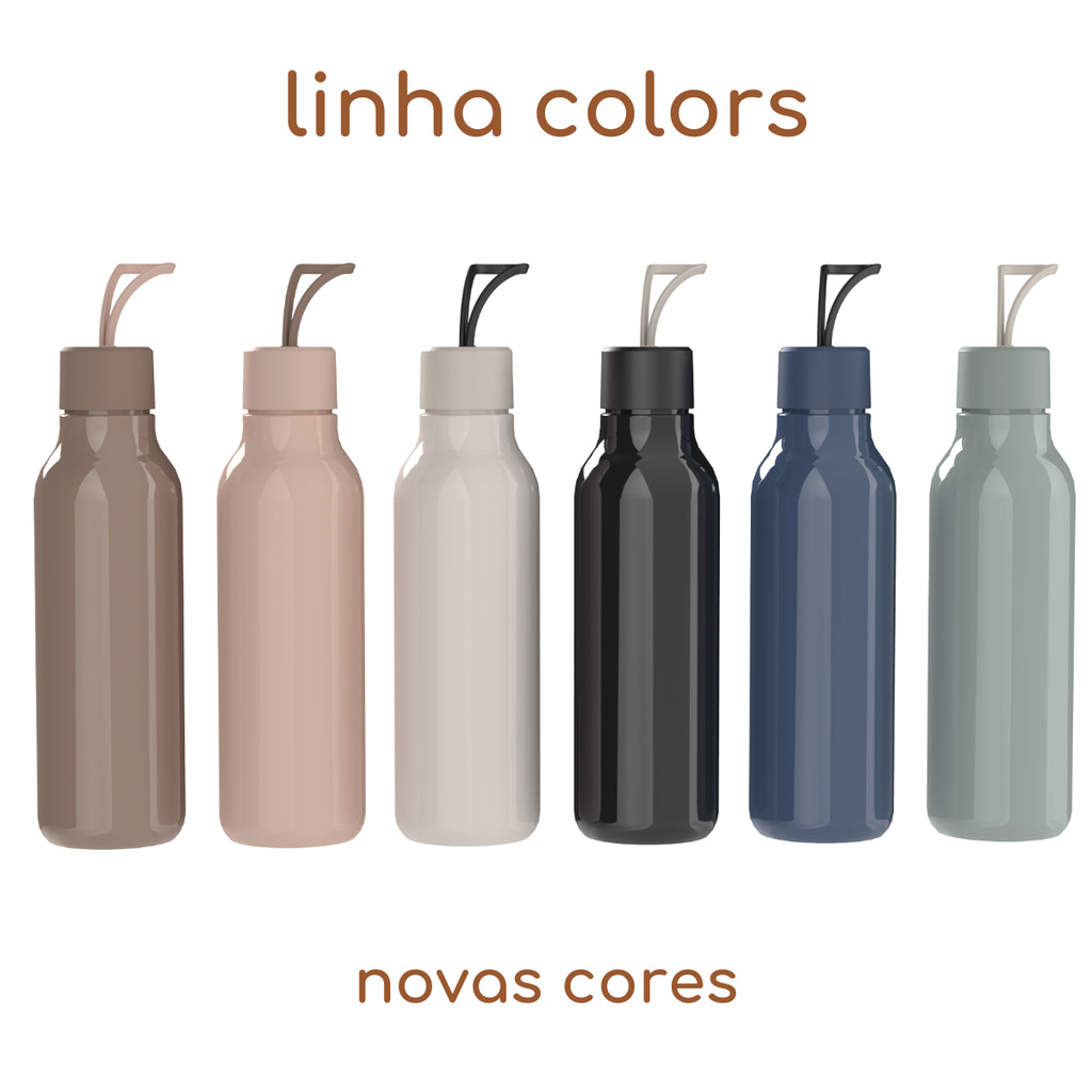 Garrafa de Água Squeeze com Alça Colors Academia Escritório 700ml Ou