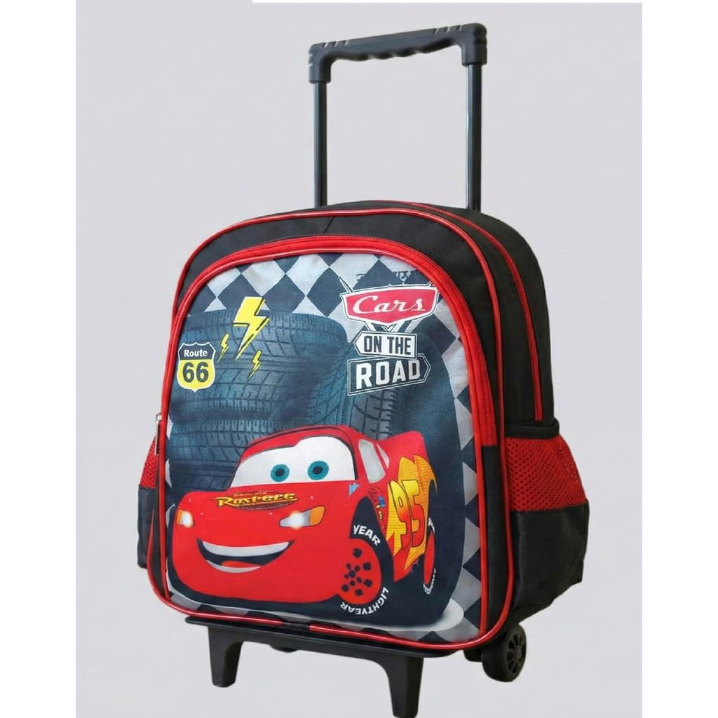 Mochila Infantil Carros Relampago Escolar Rodinhas Pequena