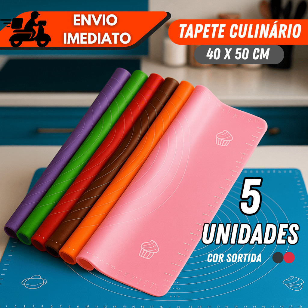 Kit 1/2/3/4/5 Tapetes Culinários Silicone Antiaderente 40x50 cm Abrir Massas Confeitaria Cozinha Reutilizável