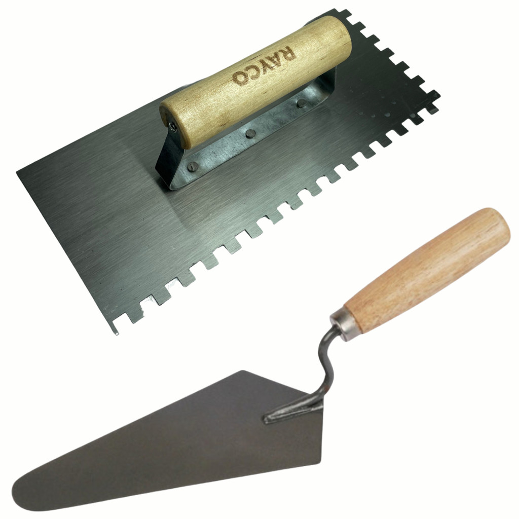 Kit Colher de Pedreiro + Desempenadeira em Aço 8mm Rayco