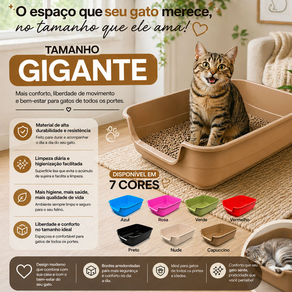 Detalhes do Bandeja Gato Higienica Jumbox Areia Caixa 62X50cm Gigante
