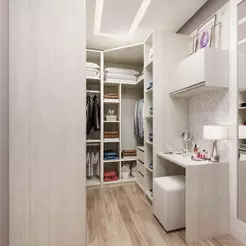 Guarda Roupa Em U 6 Peças, Escrivaninha E Basculante Crema
