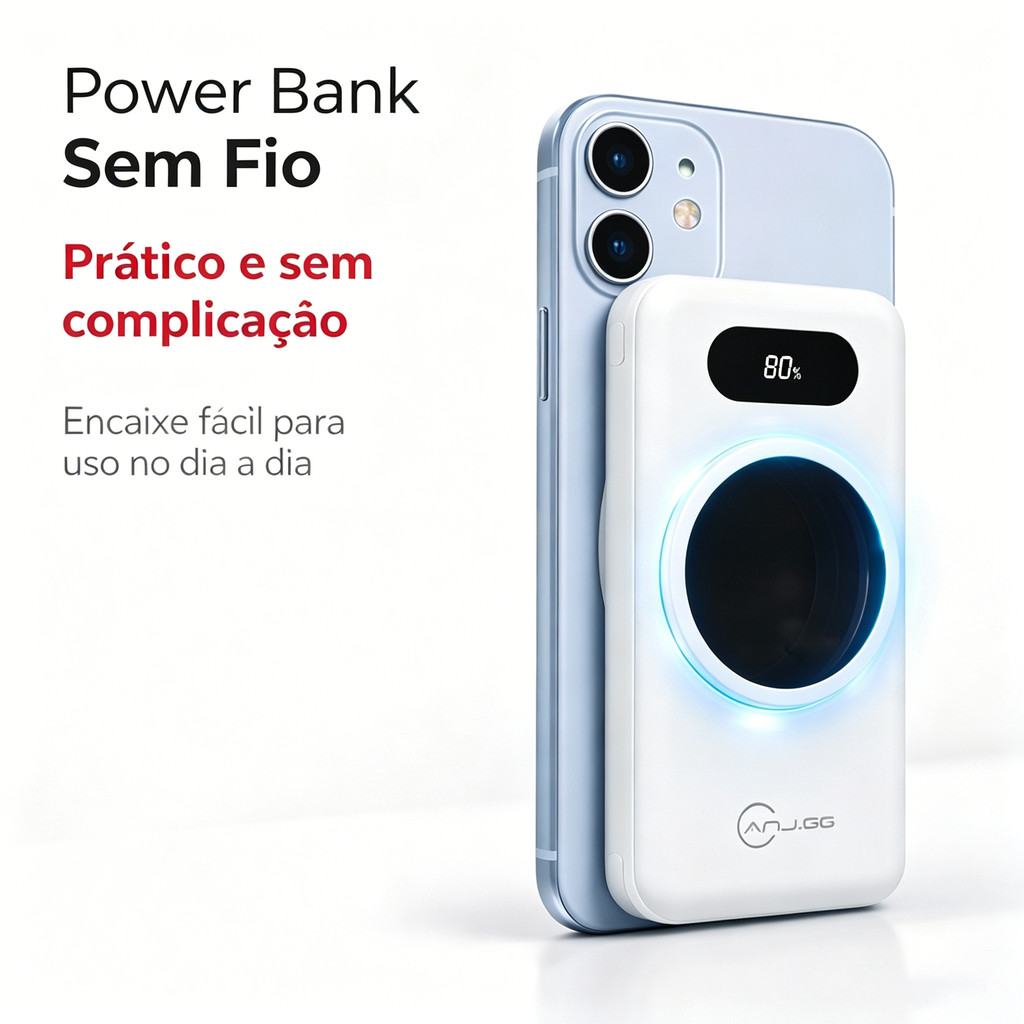 Power Bank 10000mAh Carregador 22.5W PD Rápido Sem fio Indução Android IOS Cabos 4 Em1 Com fio