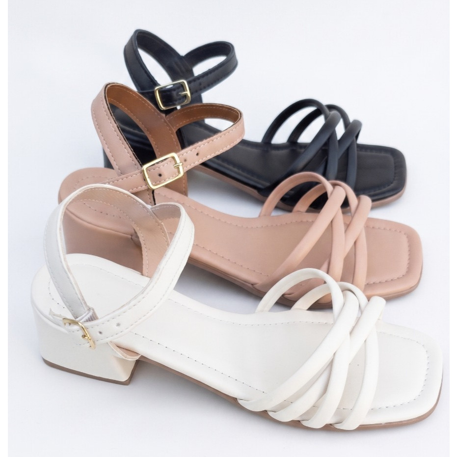 Sandália Salto Grosso 5 cm Moda Evangélica Festas elastico na Fivela Ajustável Confortável Lind@ com tiras do 34 ao 42"