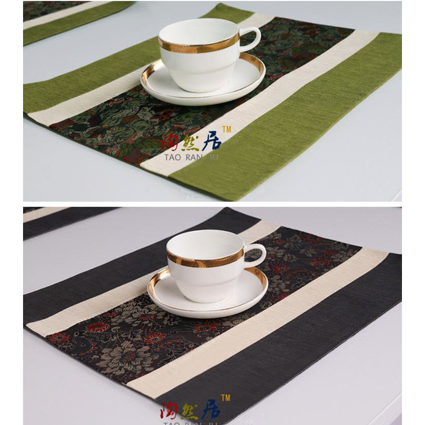 Estilo chinês tecido retangular seda brocado retalhos tapete de mesa Placemat tigela prato decoração tapete inferior gra