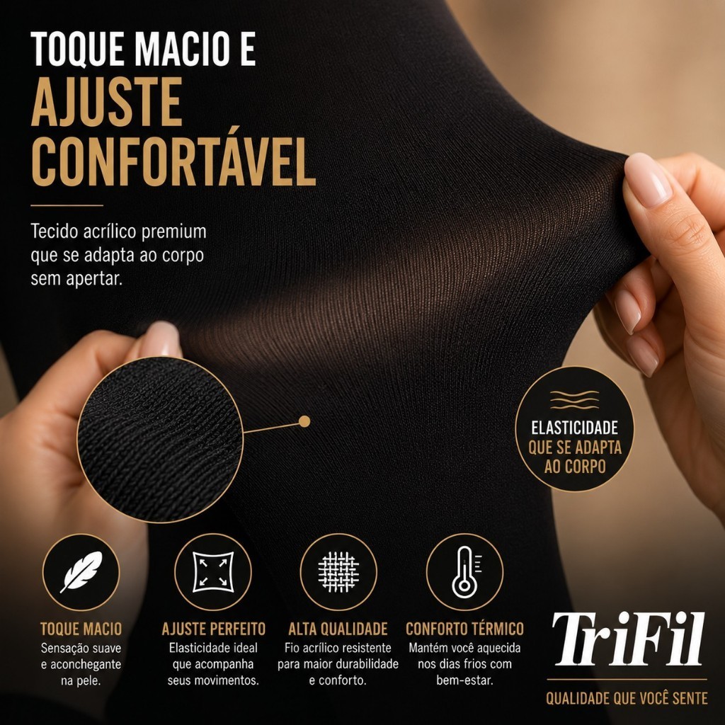 Meia Calça Trifil Fio 70 Acrílica Opaca Preta Inverno — imagem 2 de 2
