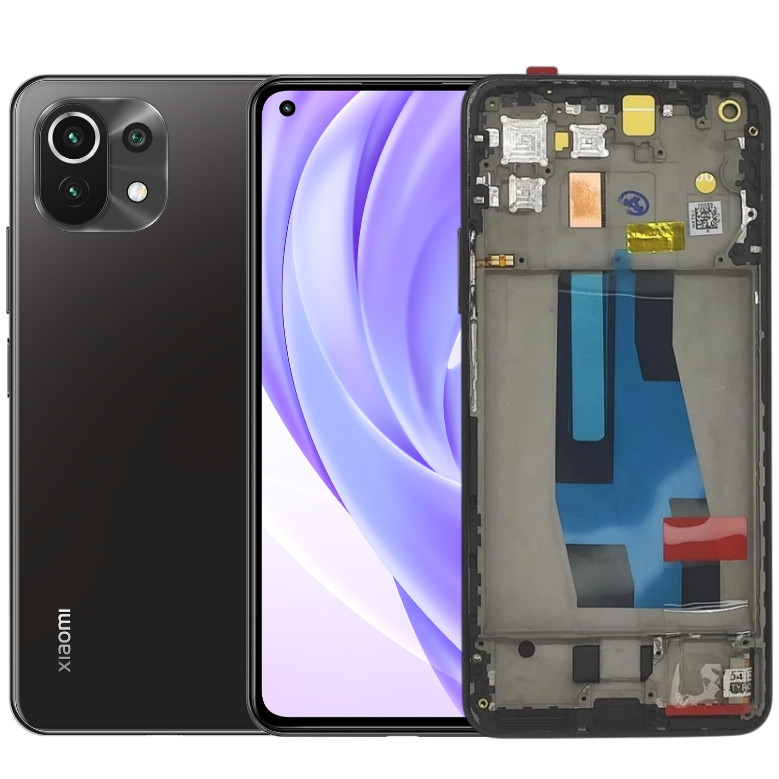 Tela Mi 11 Lite 4G/ 5G/ 5G NE Display LCD IPS 1°Linha Frontal Com Aro Moldura Preto/ Cinza
