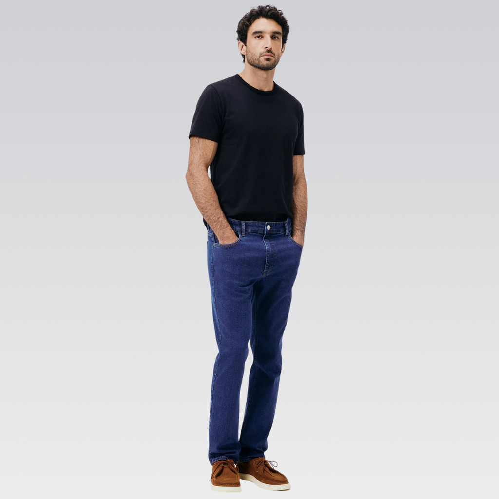 Calça Jeans Masculina Slim Algodão Elastano Bolsos Hering