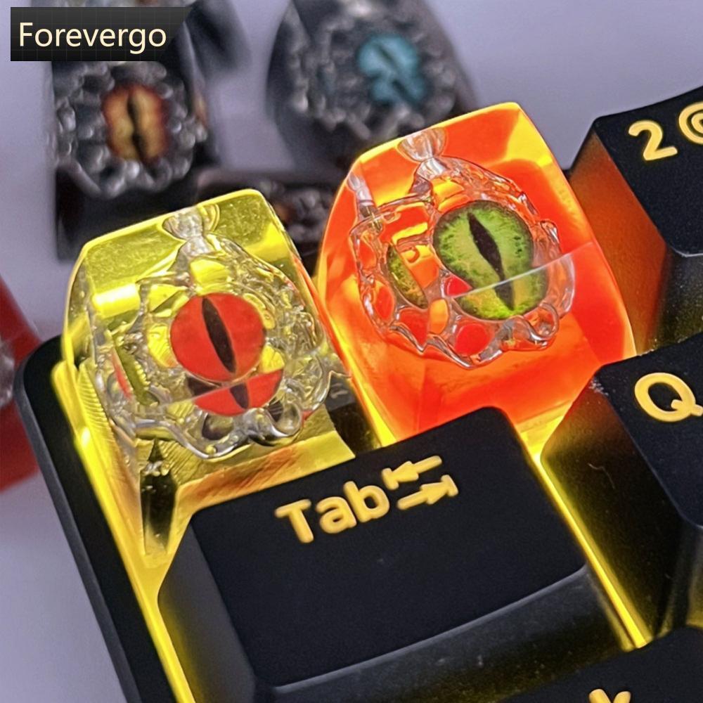 FOREVERGO Mau Olhos Dos Desenhos Animados Resina Epóxi Keycaps Botões De Teclado Mecânico Substituição Inferior Keycap P