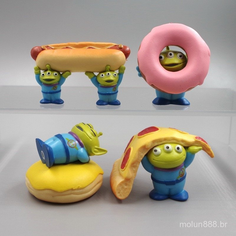 20264 Peças/Conjunto 3-4cm Disney Toy Story Aliens Donut Pizza Burger Hot Dog Doze Alien Q Version Figuras de Ação em PV
