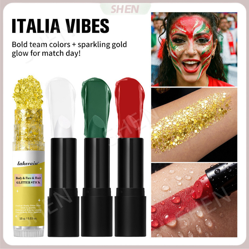 Beleza lakerain corpo lantejoulas + pintura Facial vara rosto maquiagem segurando maquiagem combinação pacote bola jogo