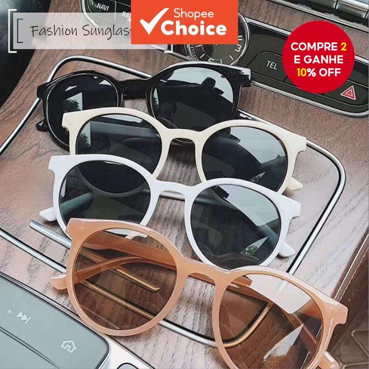 Óculos De Sol Redondos Retrô Coreanos Para Mulheres – Design Leve Anti-UV De Rosto Pequeno Uso Na Rua/Diário