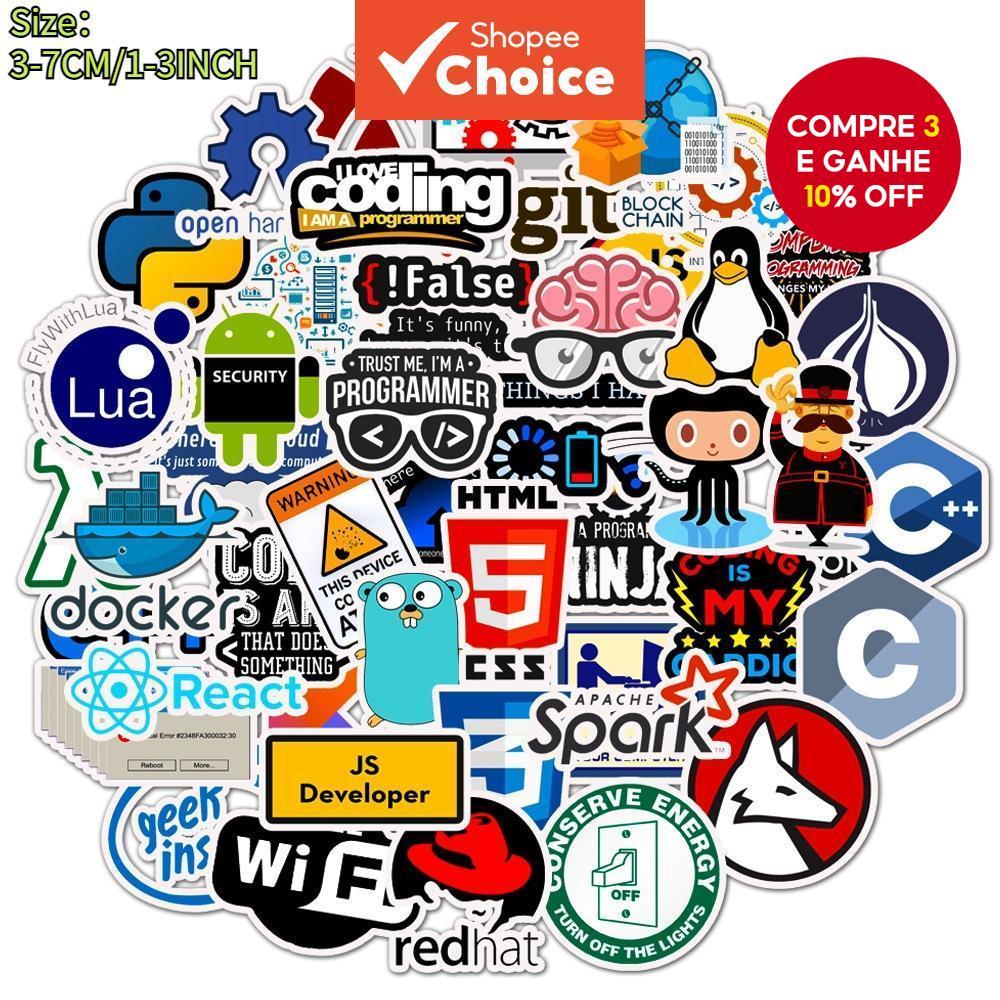 Imagem 50 Unidades Programador Software Programação Série De Idiomas Graffiti Adesivos Para Malas Casos De Telefone Móvel