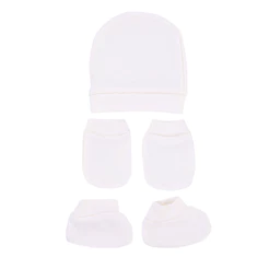 Kit Enxoval Bebeninho Liso - 3 Peças Touca Luvas E Sapatinho