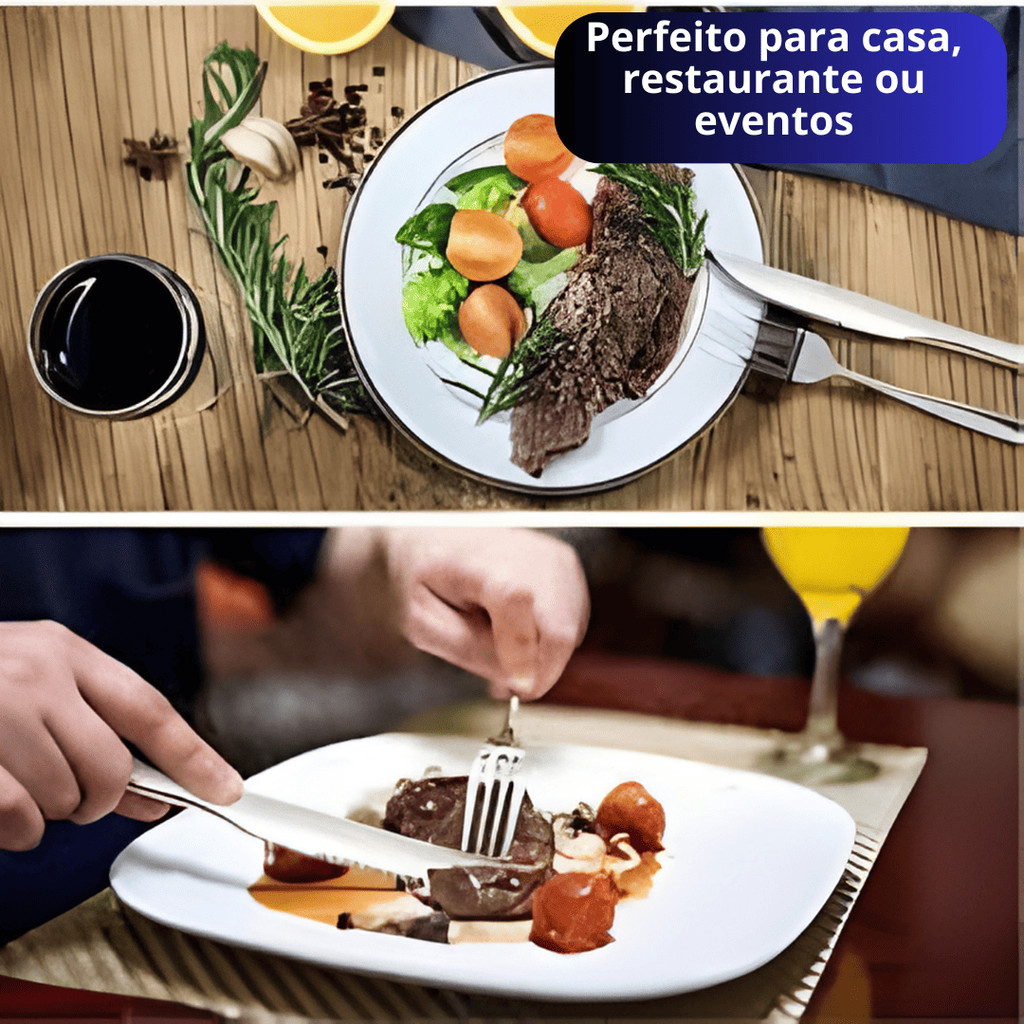 Kit 60 Talheres em Inox Premium Jogo Completo 12 Garfo 12 Faca 12 Colher 12 Colher de Sobremesa 12 Garfo de Sobremesa