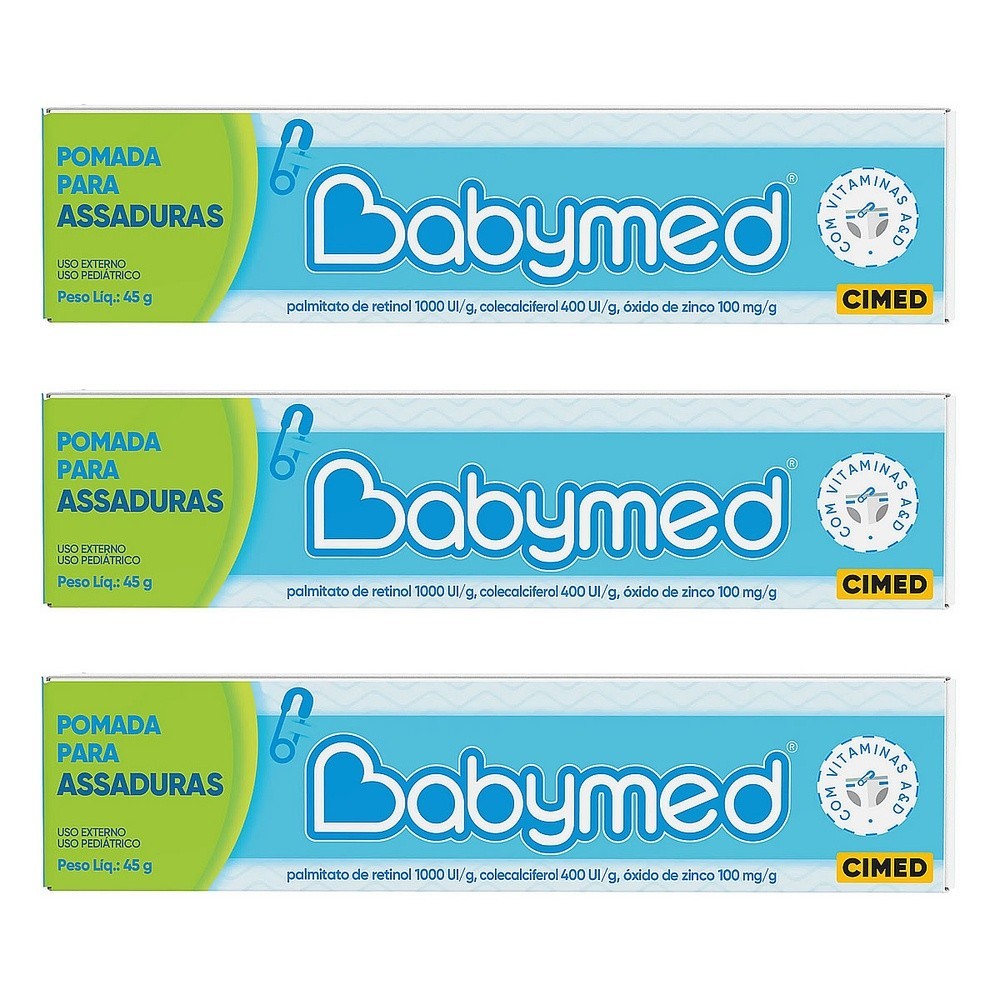 Pomada Para Prevenção De Assaduras Babymed Azul 45g - Kit 3 Unidades