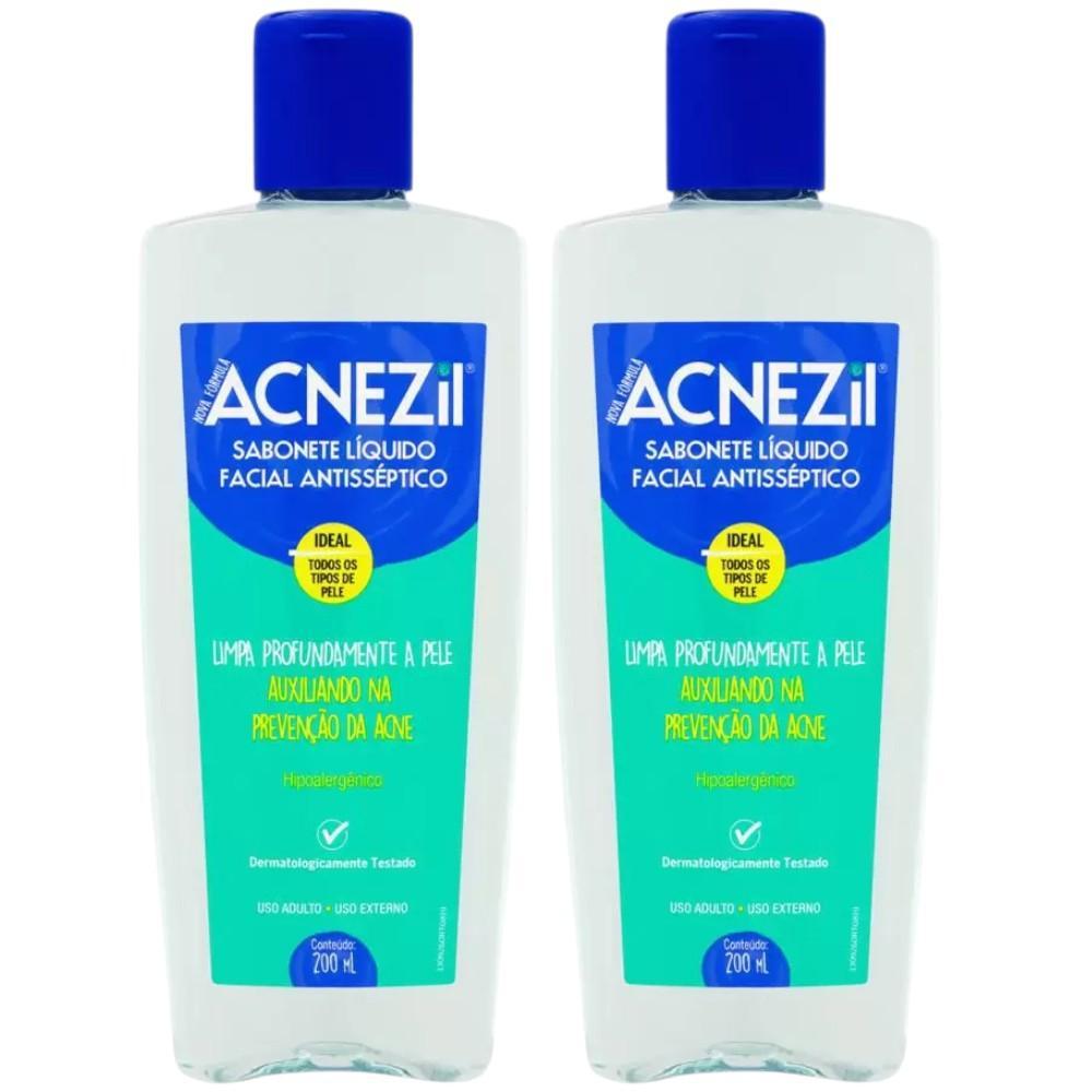 Kit Sabonete Líquido Facial Antisséptico Acnezil Com 2 Unidades De 200ml Cada
