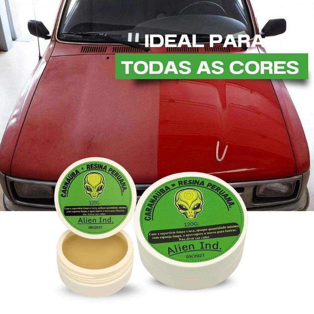 Cera Alien Ind Automotiva Carnaúba Lataria 120g - Brilho Espelhado -Tira Queimado -Proteção UV em Oferta na Shopee