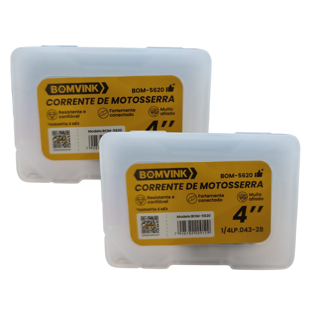 Kit com 2 Correntes para Motosserra Muito Afiados Aço Temperado Para Sabre de 4" 14 Dentes BOM-5620 em Oferta na Shopee
