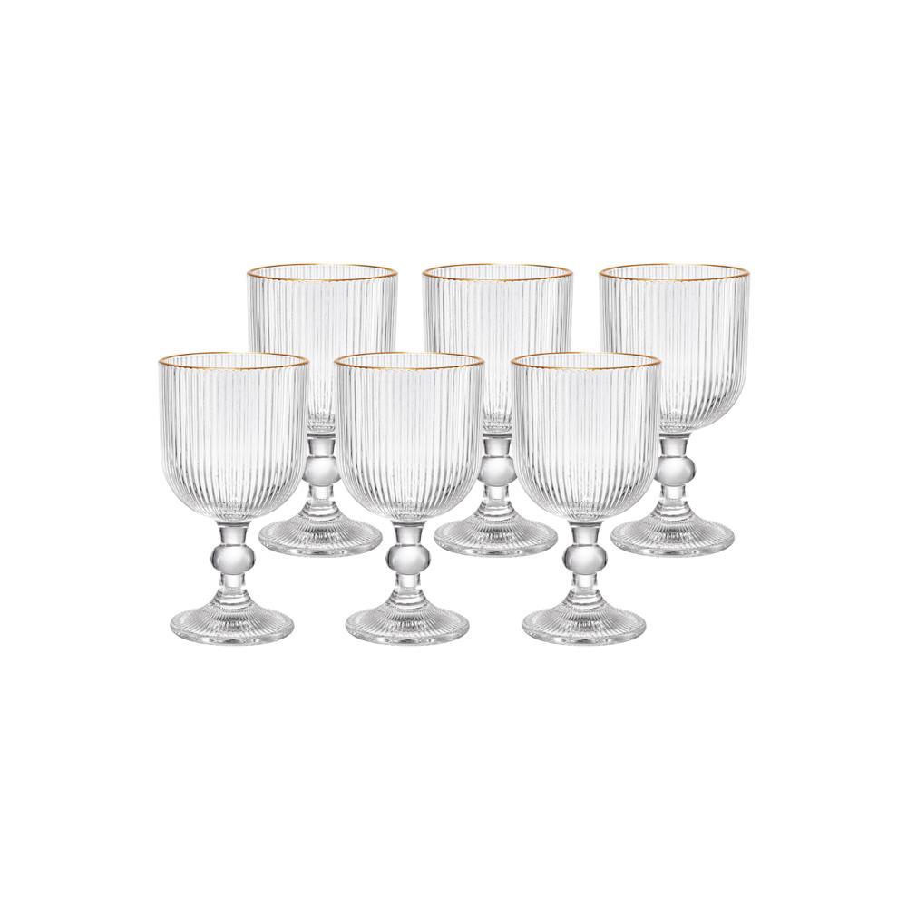 Jogo De 6 Taças 340ml Borda Dourada Versalhes Lehaví em Oferta na Shopee