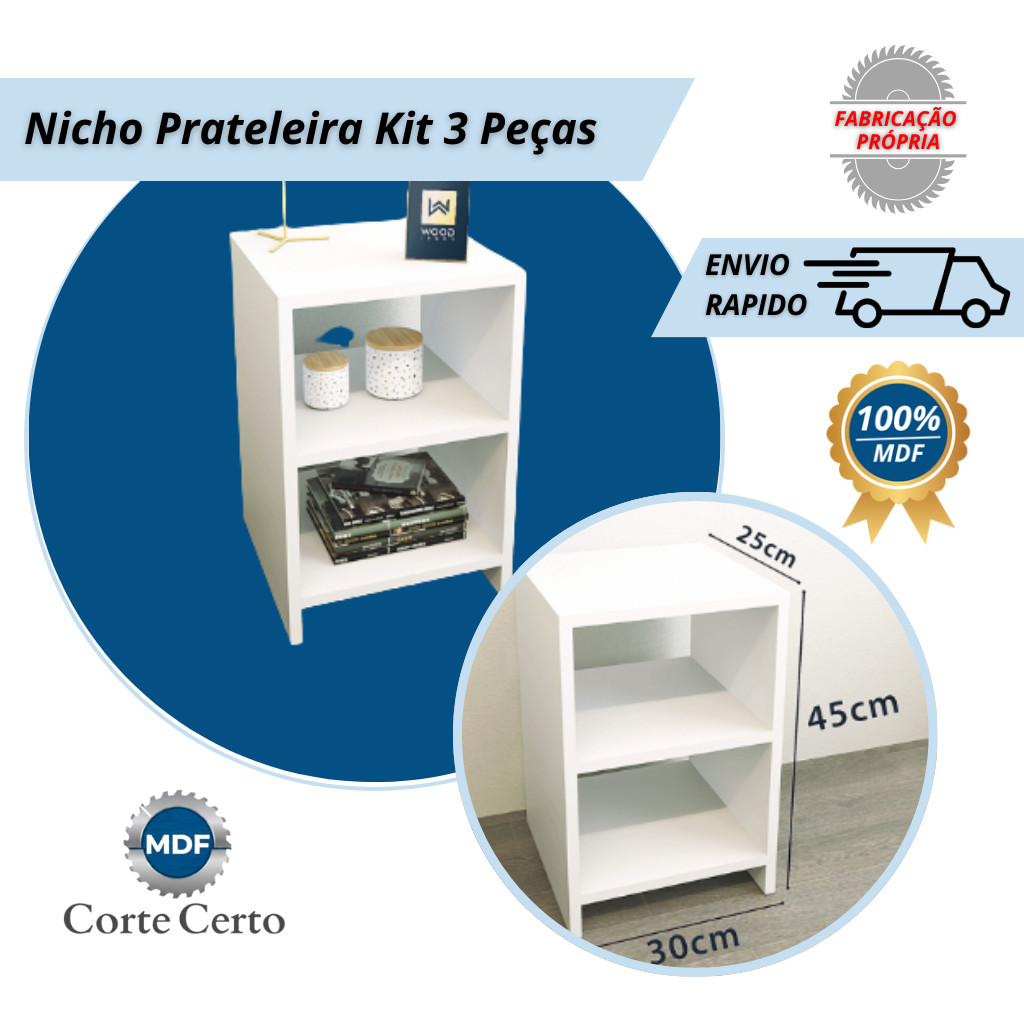 Mesa Cabeceira 100% MDF 45x25x30 Criado Mudo Nicho Quarto Sala Cozinha Escritório Chapa Placa 15mm em Oferta na Shopee