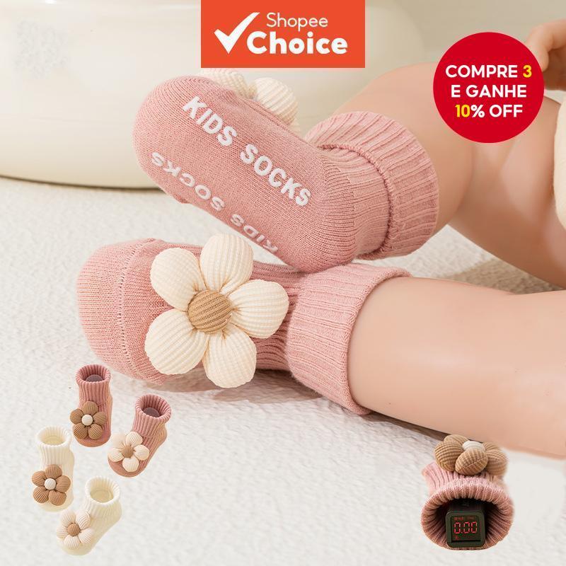 Meias Para Bebês Recém-Nascidos , De Girassol De Cano Médio Com Punho De Gel Andador De 0 A 1 Ano , 1 Par em Oferta na Shopee